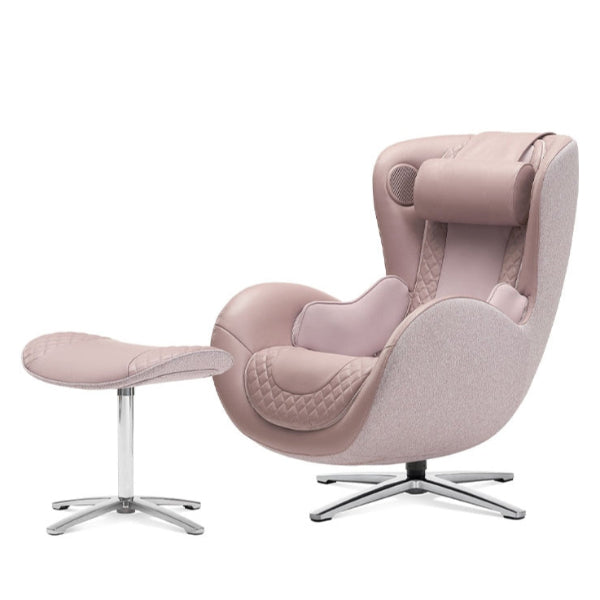 Pink massage chair with ottoman on a white background