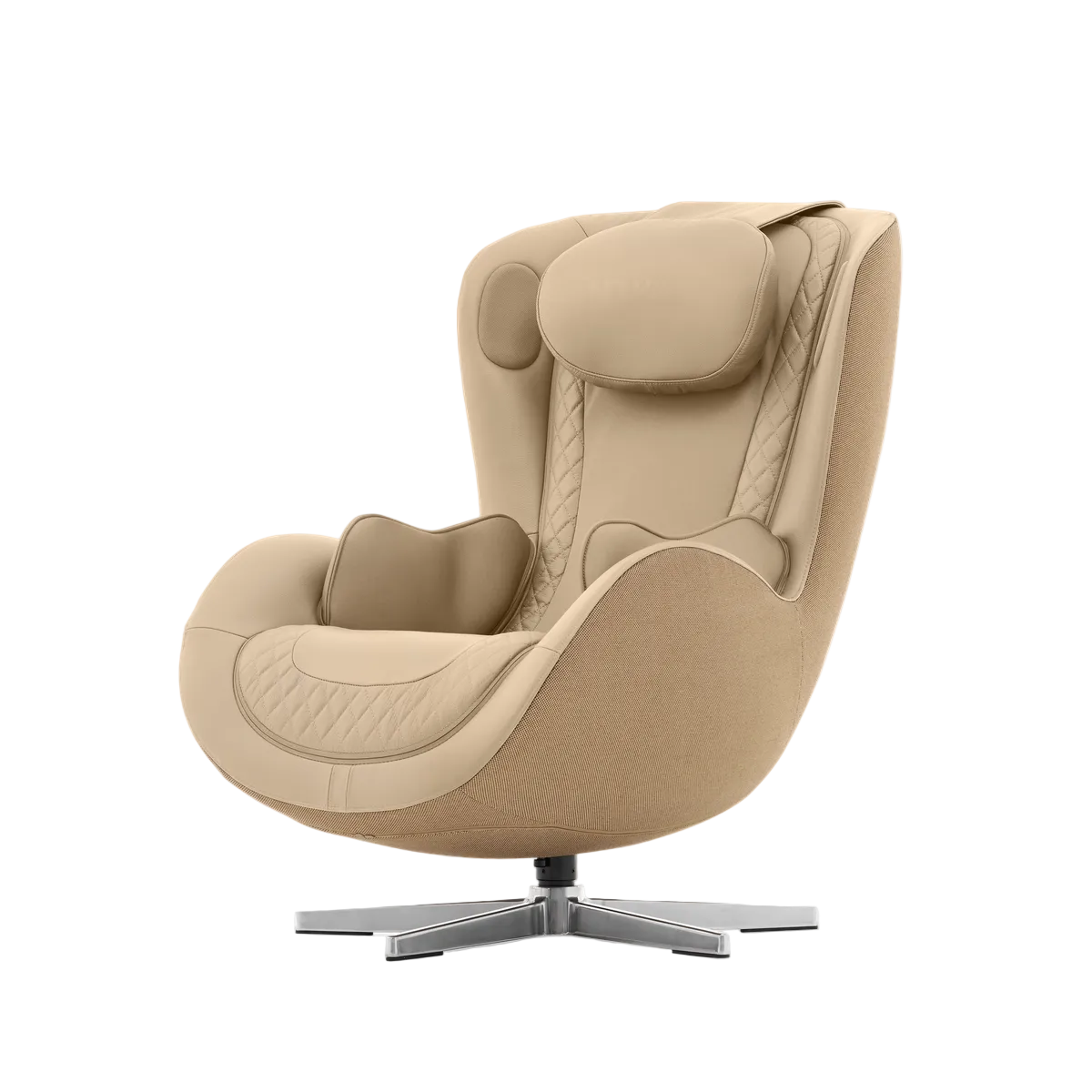 N-0004SD-V2,Mellow Sand armchair with quilted details on a white background