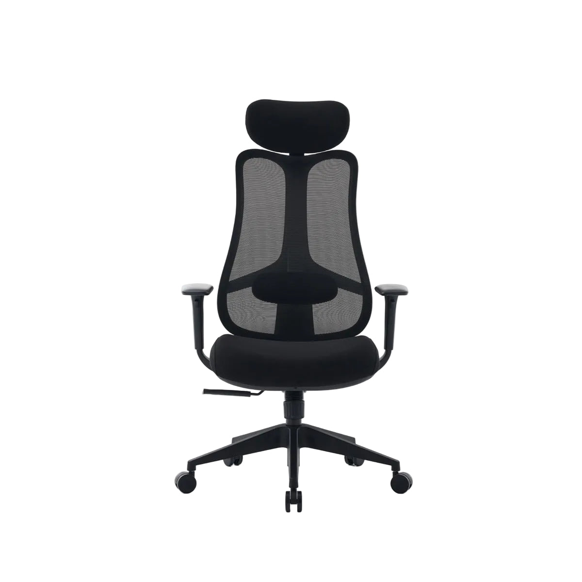 NHO-0024BL,Black office chair with mesh back on a white background