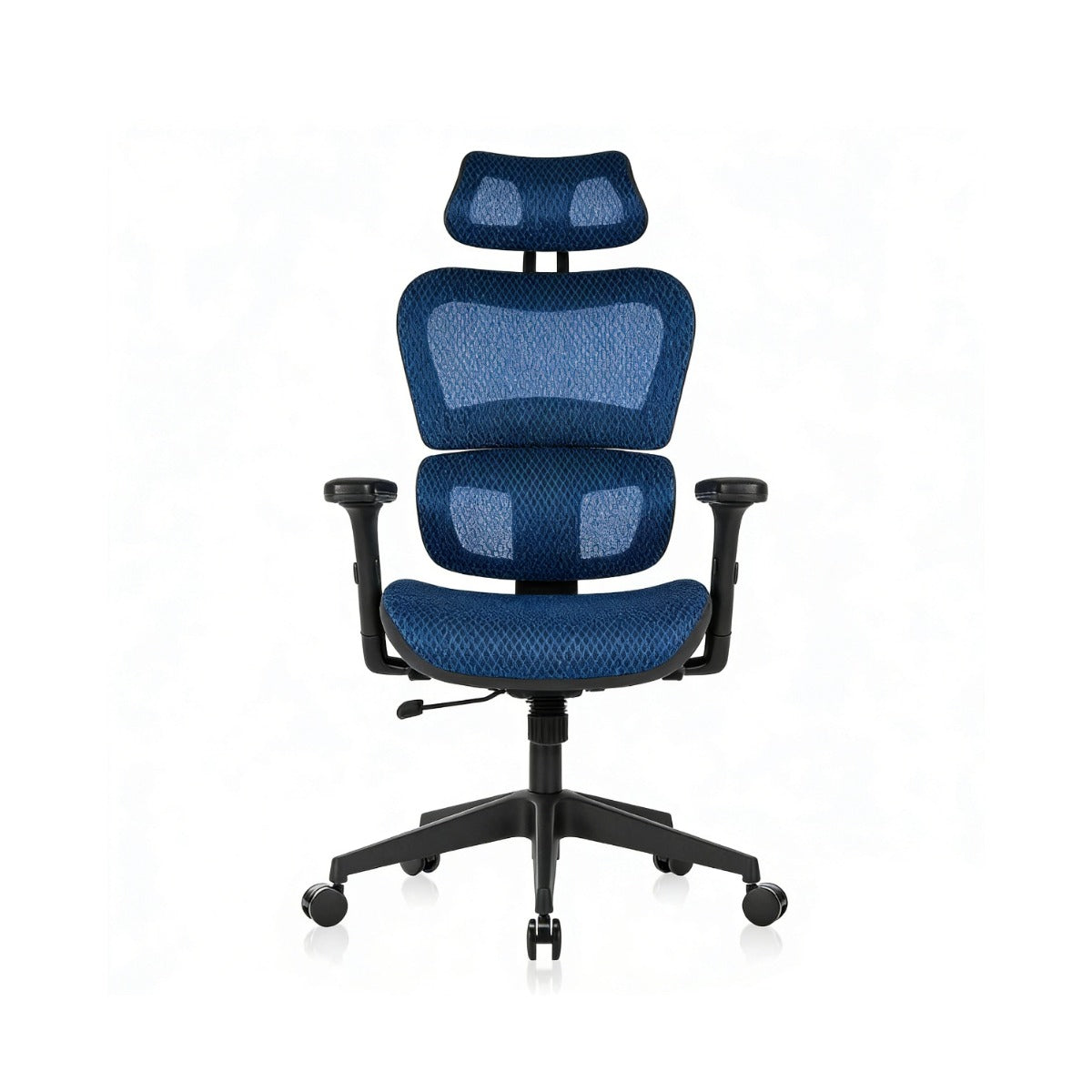 NHO-0001BU-L,Blue office chair with mesh design on a white background