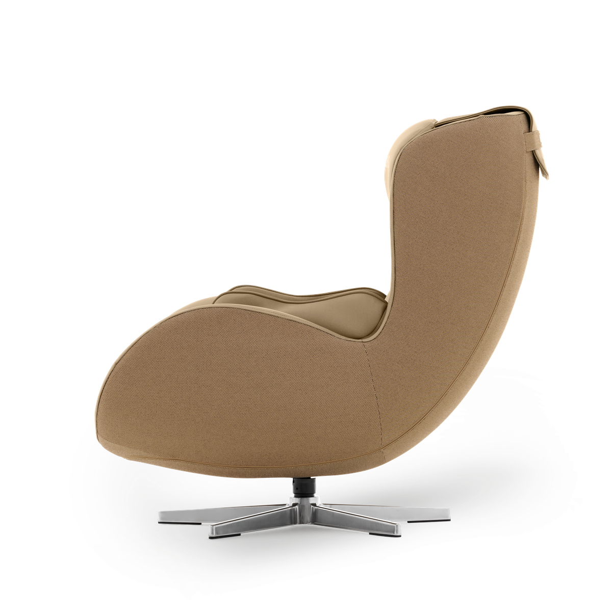 N-0004SD-V2,Mellow Sand egg-shaped chair with a metal base on a white background
