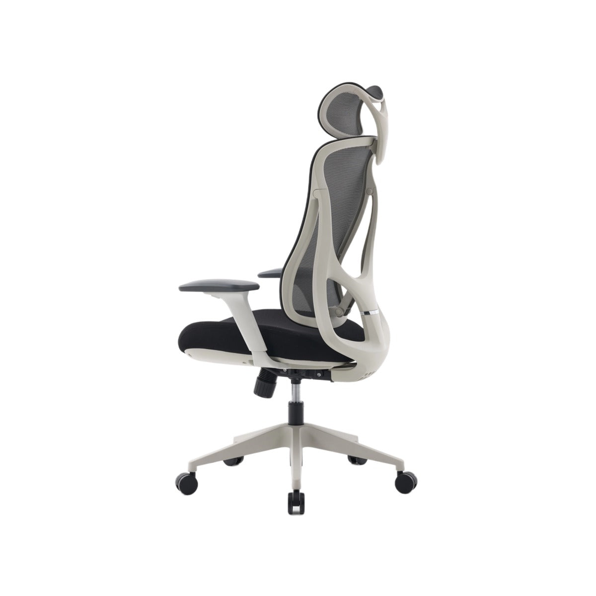 NHO-0026GR,Ergonomic office chair with gray backrest and black seat on a white background