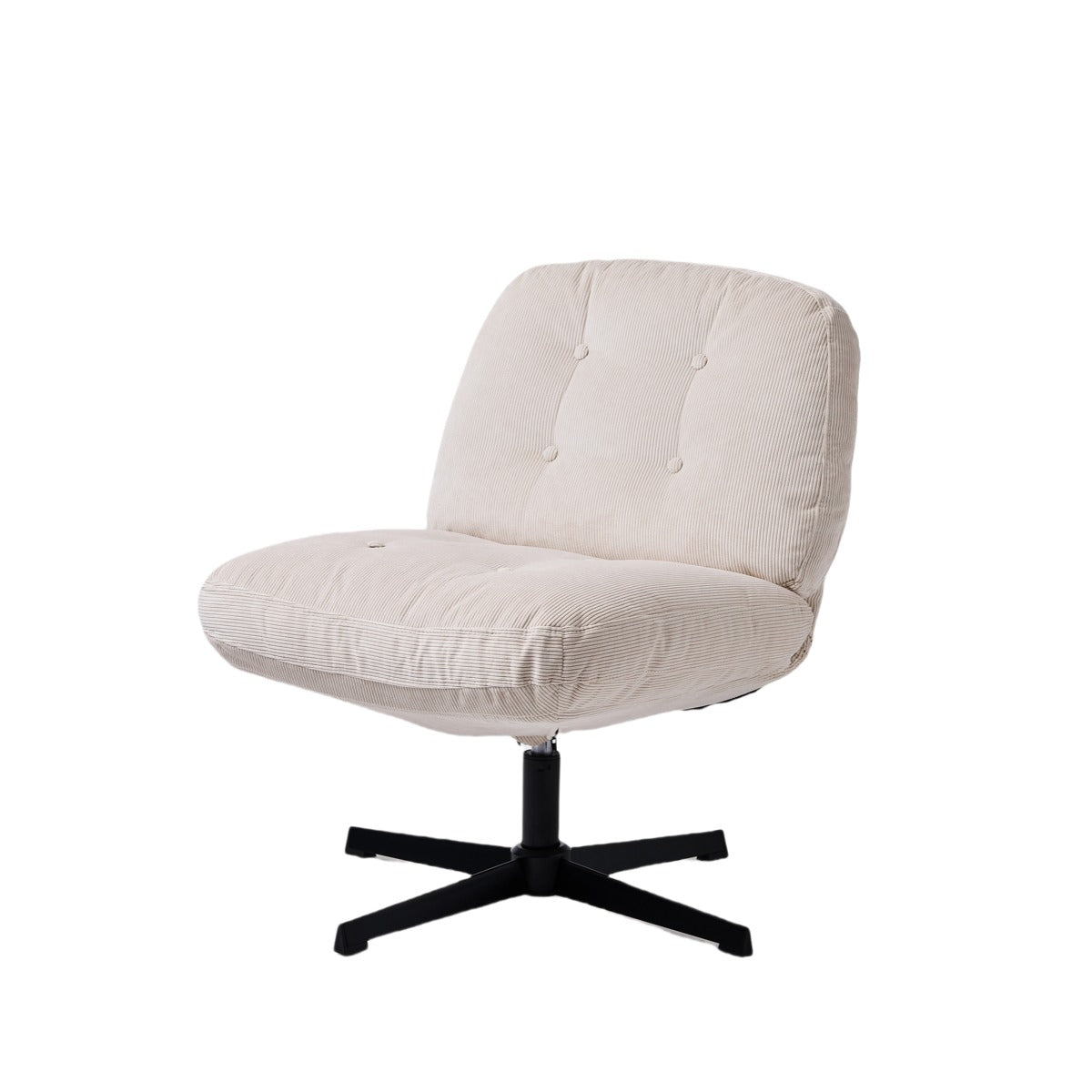 NHO-0016WH,White swivel chair with black base on a white background