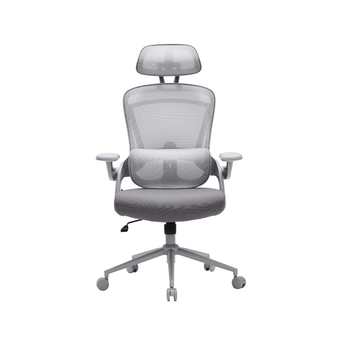 NHO-0013GR,Gray office chair with headrest on a white background