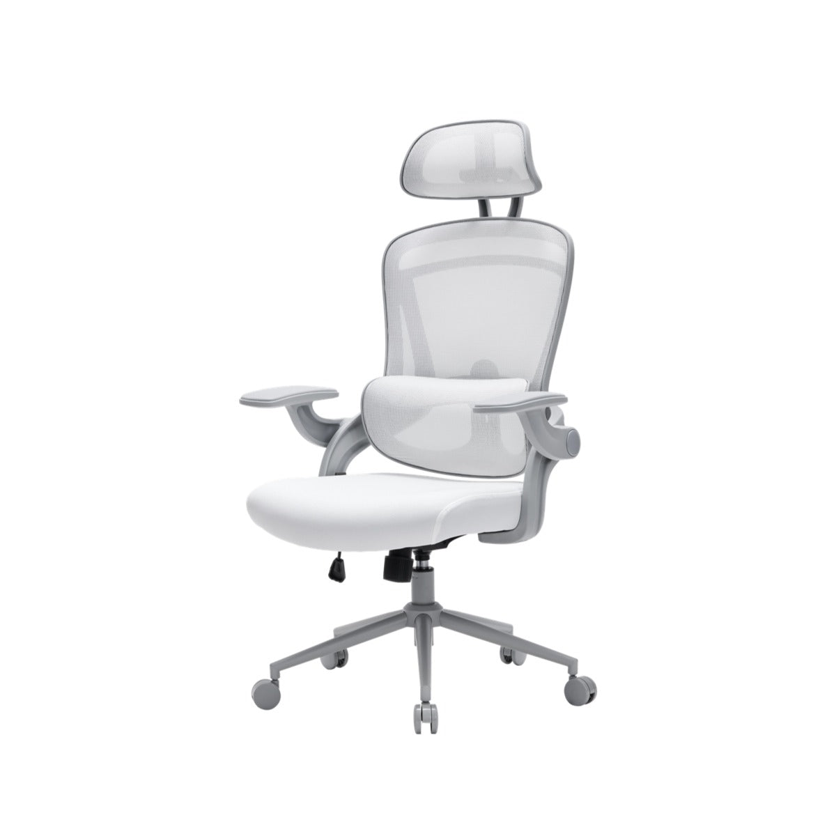 NHO-0013WH,White office chair with headrest on a white background
