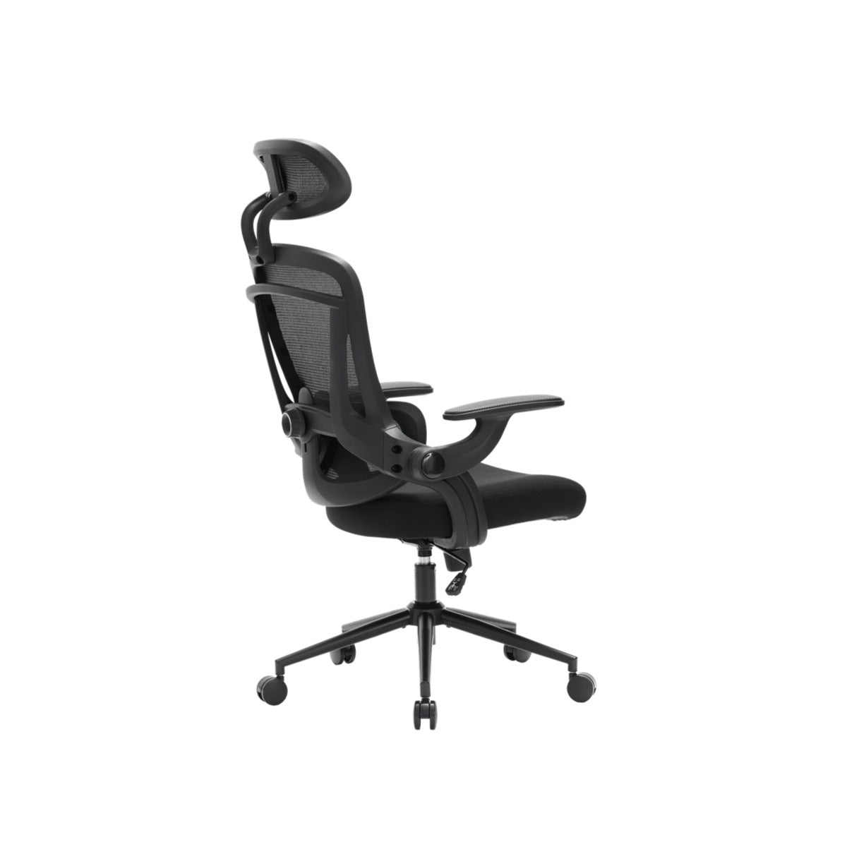 NHO-0013BL,Black office chair with adjustable features on a white background