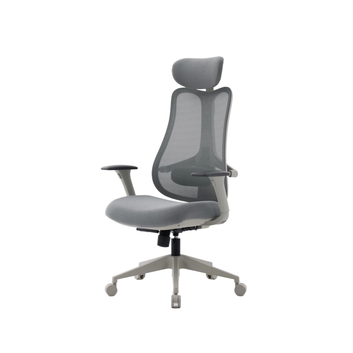 NHO-0024GR,Gray office chair with mesh back on a white background