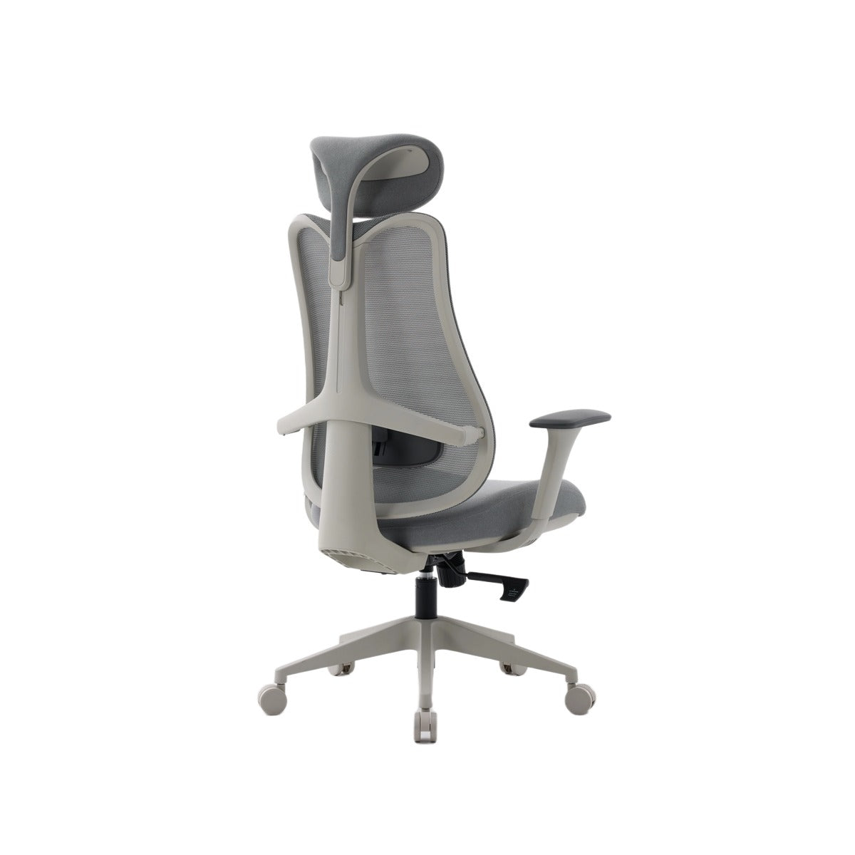 NHO-0024GR,Gray office chair with mesh back on a white background