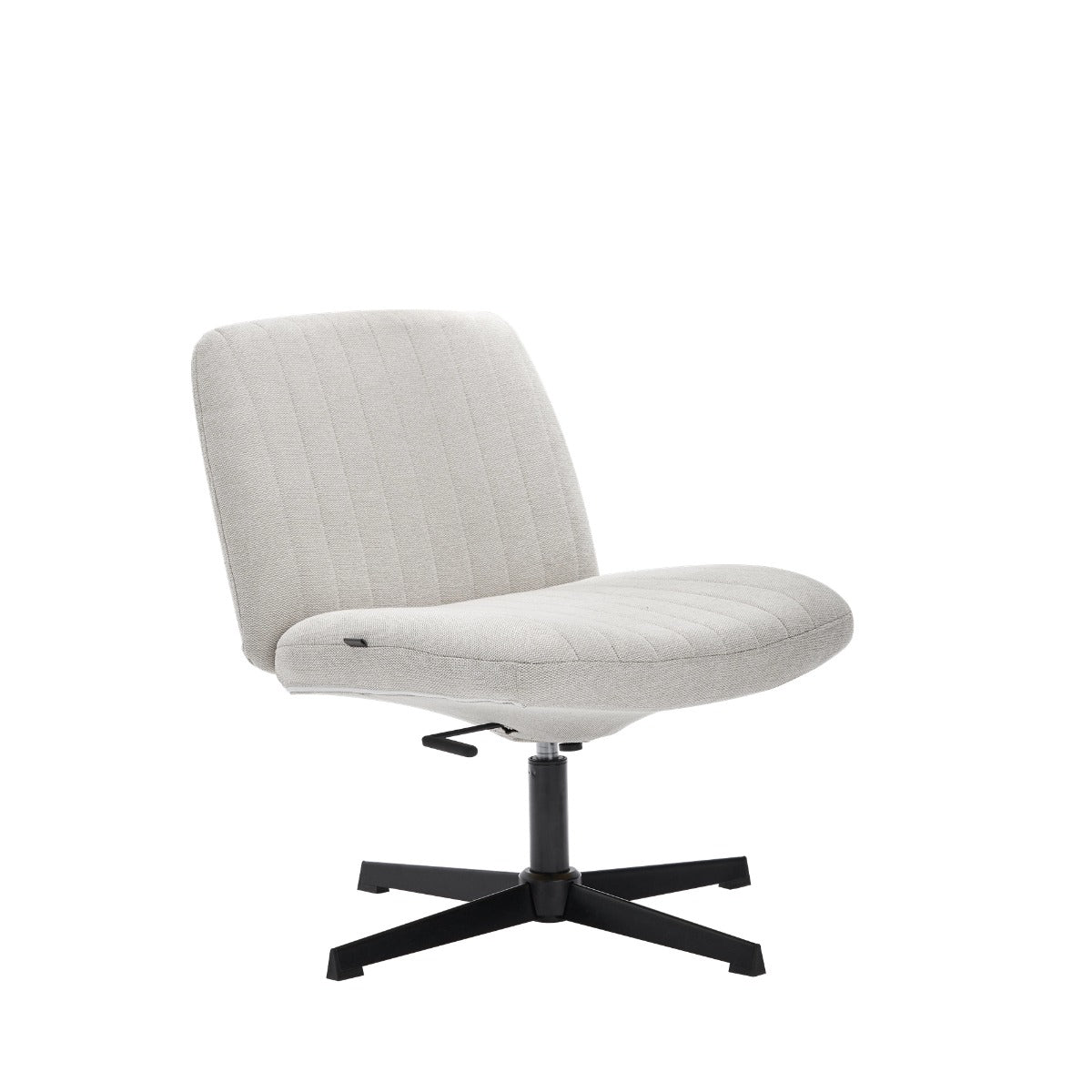 NHO-0012WH,White swivel chair with black base on a white background