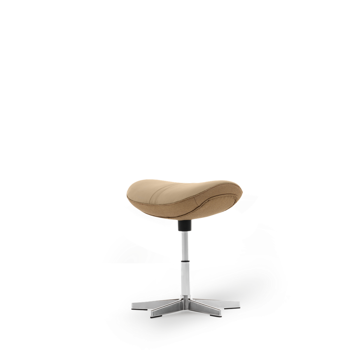 N-0004SD-V2,Mellow Sand two-tone fabric ottoman with an adjustable height and a metallic 4-point base, displayed against a white background.