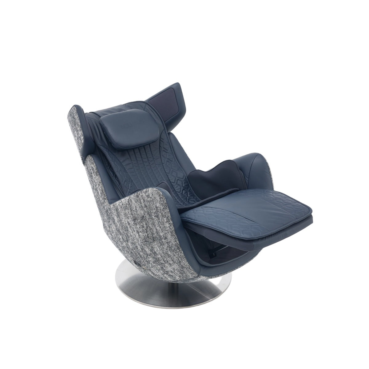 N-0005MB-V2,Modern recliner chair with blue and gray design on a white background