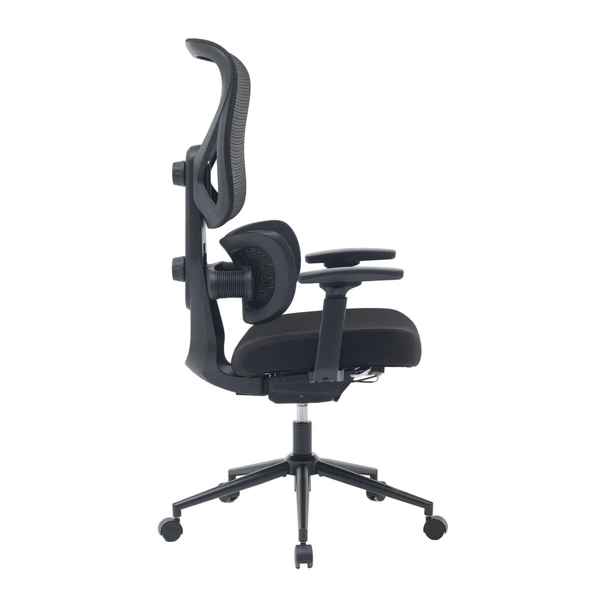 NHO-0023BL,Black office chair with adjustable features on a white background