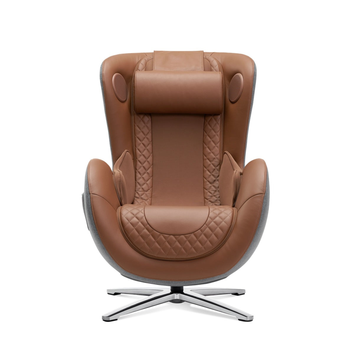 N-0003DC-V2,Dark Caramel leather armchair with quilted design on a white background