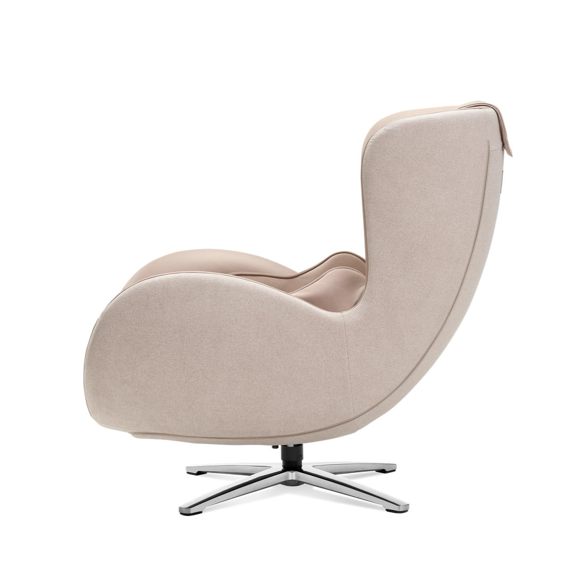 N-0003MS-V2,Mellow Sand armchair with a chrome base on a white background
