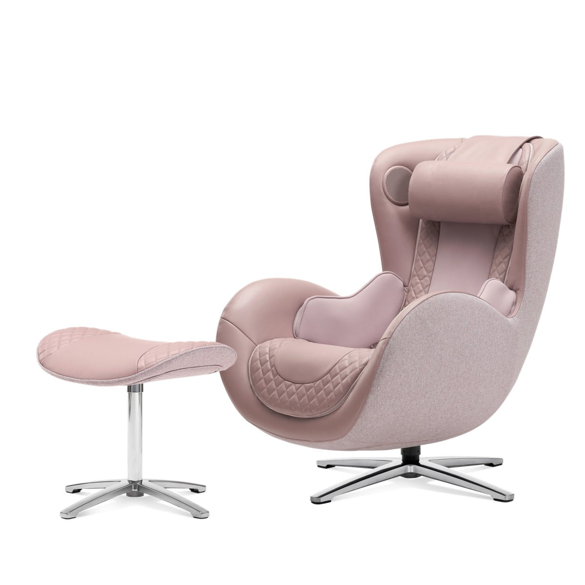N-0003PR-V2,Pale Rose armchair with ottoman on a white background