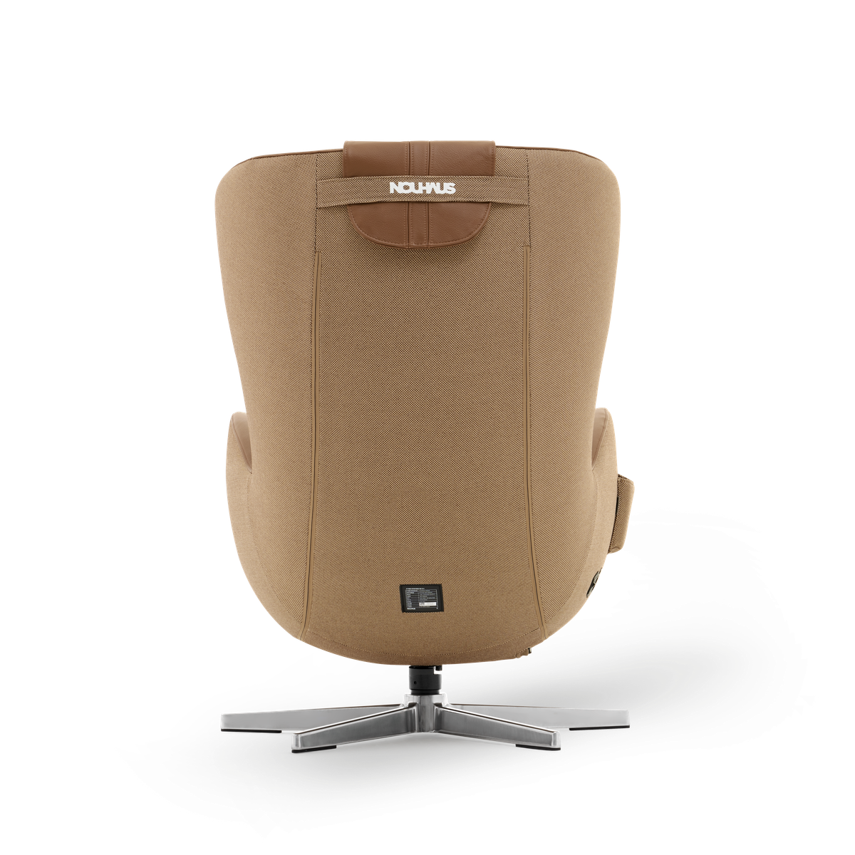 N-0004DC-V2,Dark Caramel recliner chair with a visible brand logo on a white background