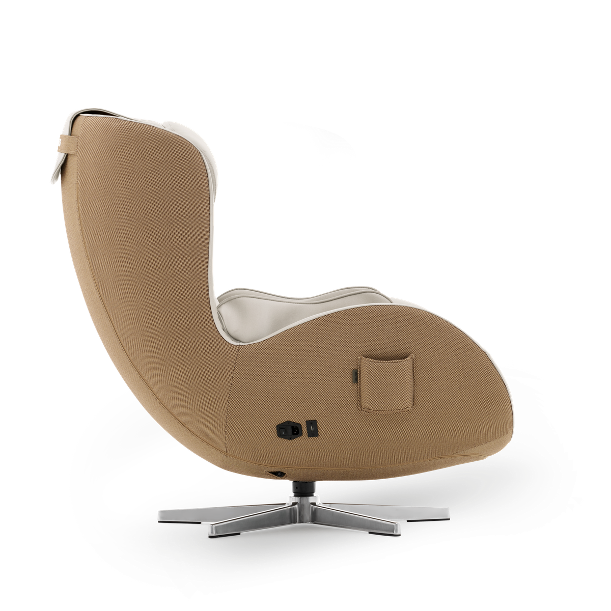 N-0004EW-V2,Elder White egg-shaped chair with a metallic base on a white background