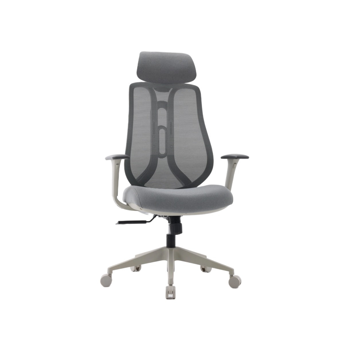 NHO-0025GR,Gray office chair with mesh back on a white background