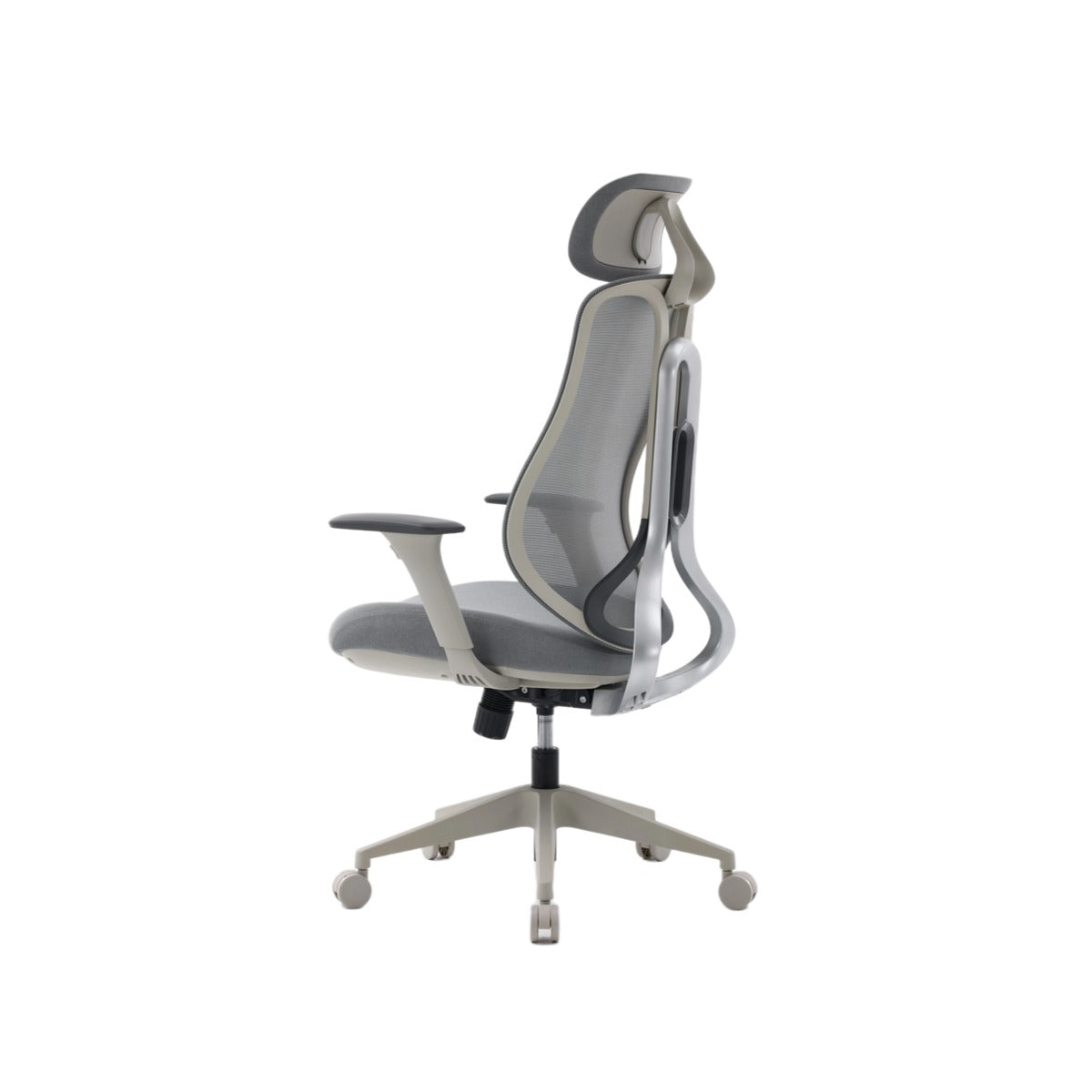NHO-0025GR,Gray office chair with mesh back on a white background
