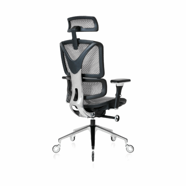 Back angled view of the Silver ErgoPro Ergonomic Office Chair
