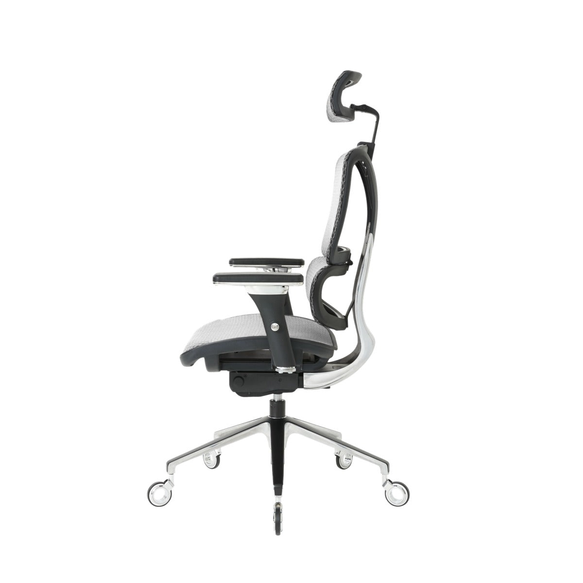 NHO-0005SR,Ergonomic office chair with adjustable headrest and lumbar support on a white background