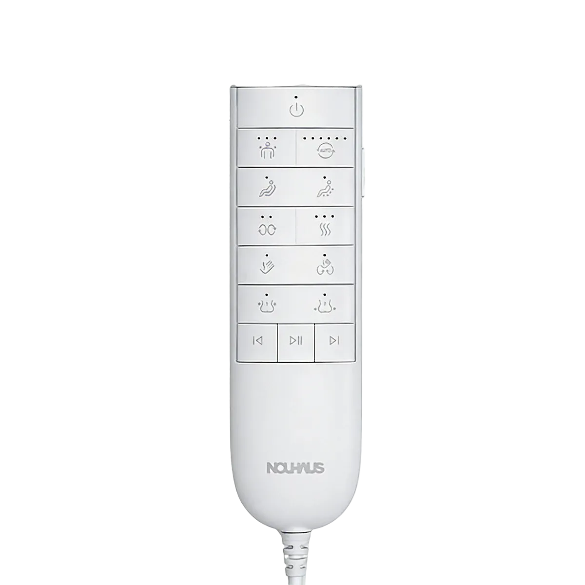 N-0003MS-V2, White electronic device with control buttons on a white background