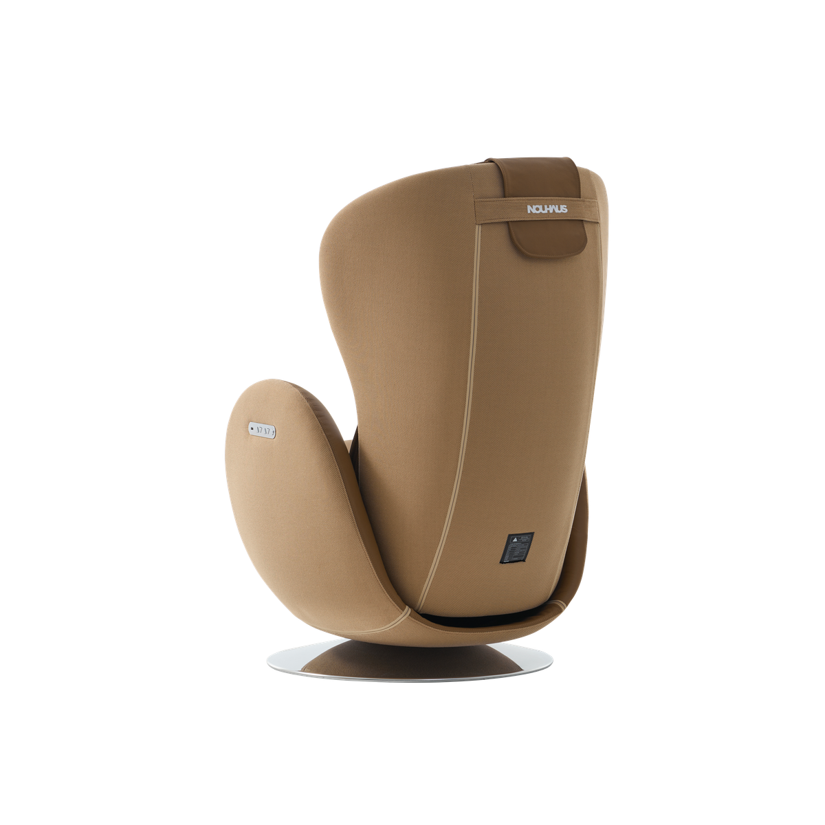 NR-SN100L-CM,Dark Caramel baby seat with 'Nouhaus' branding on a white background
