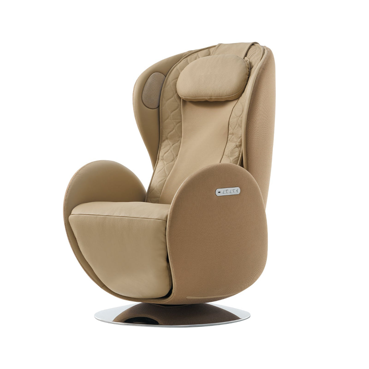 NR-SN100L-SD, a beige high-back massage chair with a swivel base, shown on a plain white background.