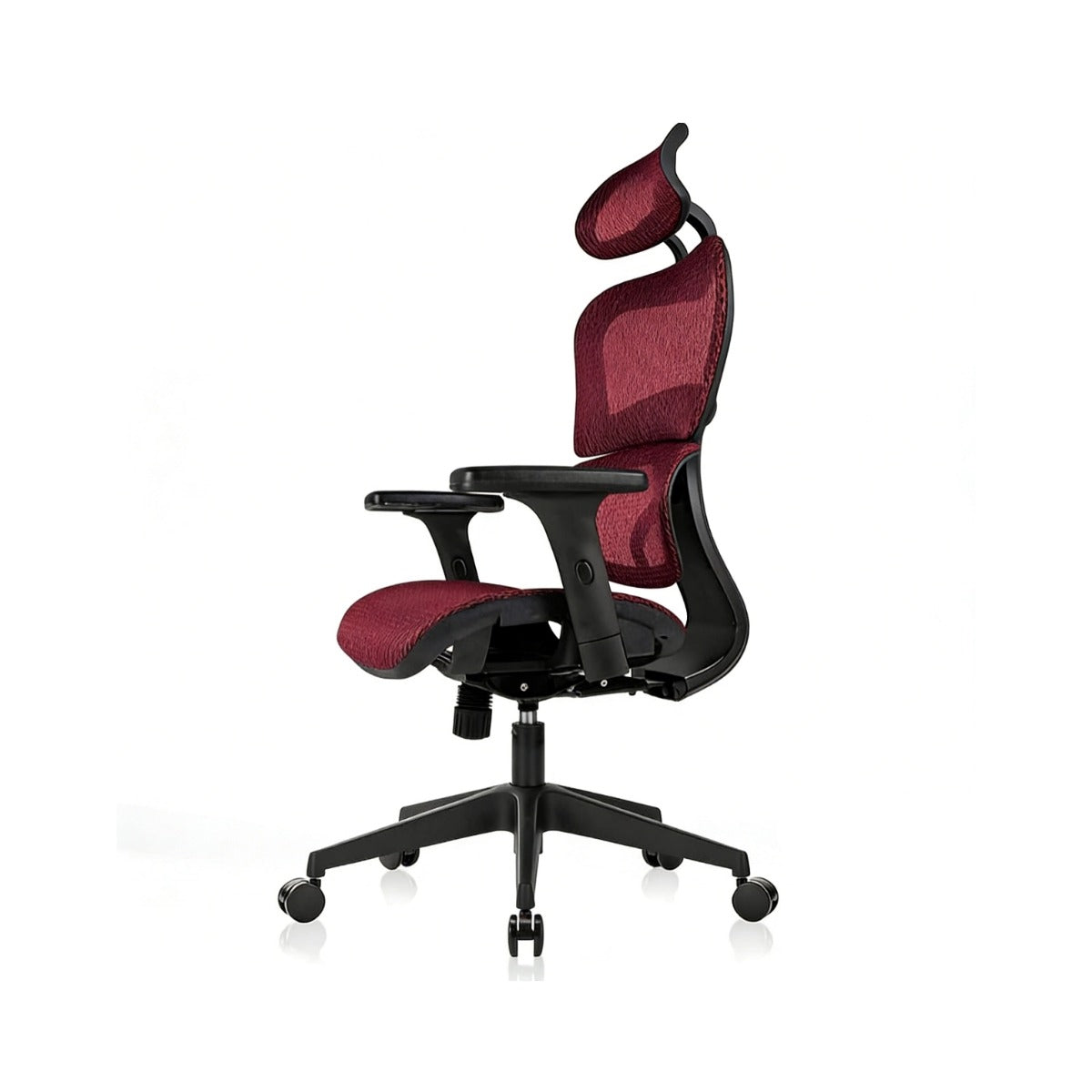 NHO-0001BG-L,Burgundy office chair with black frame on a white background