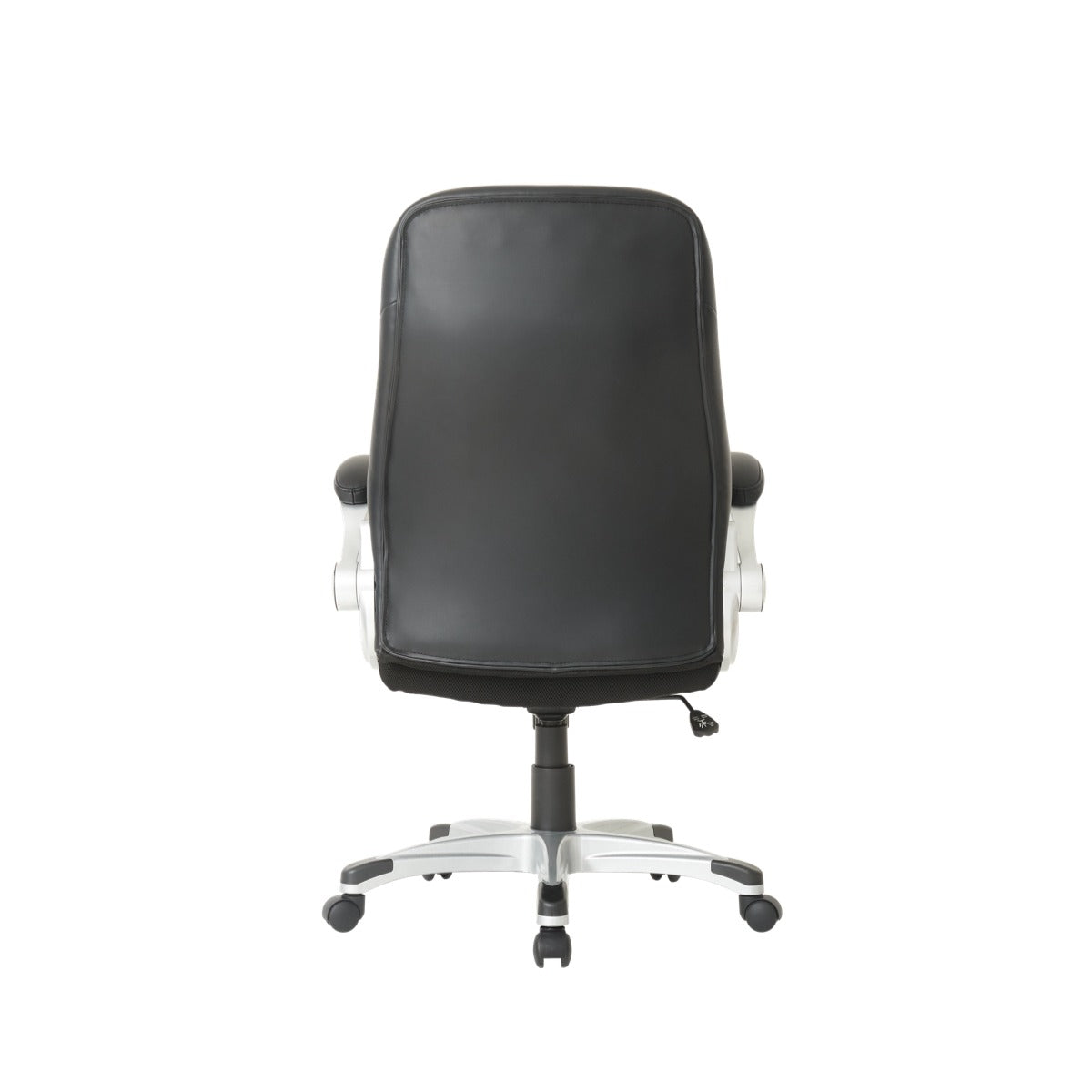 NHO-0004BL, Black office chair with white base on a white background