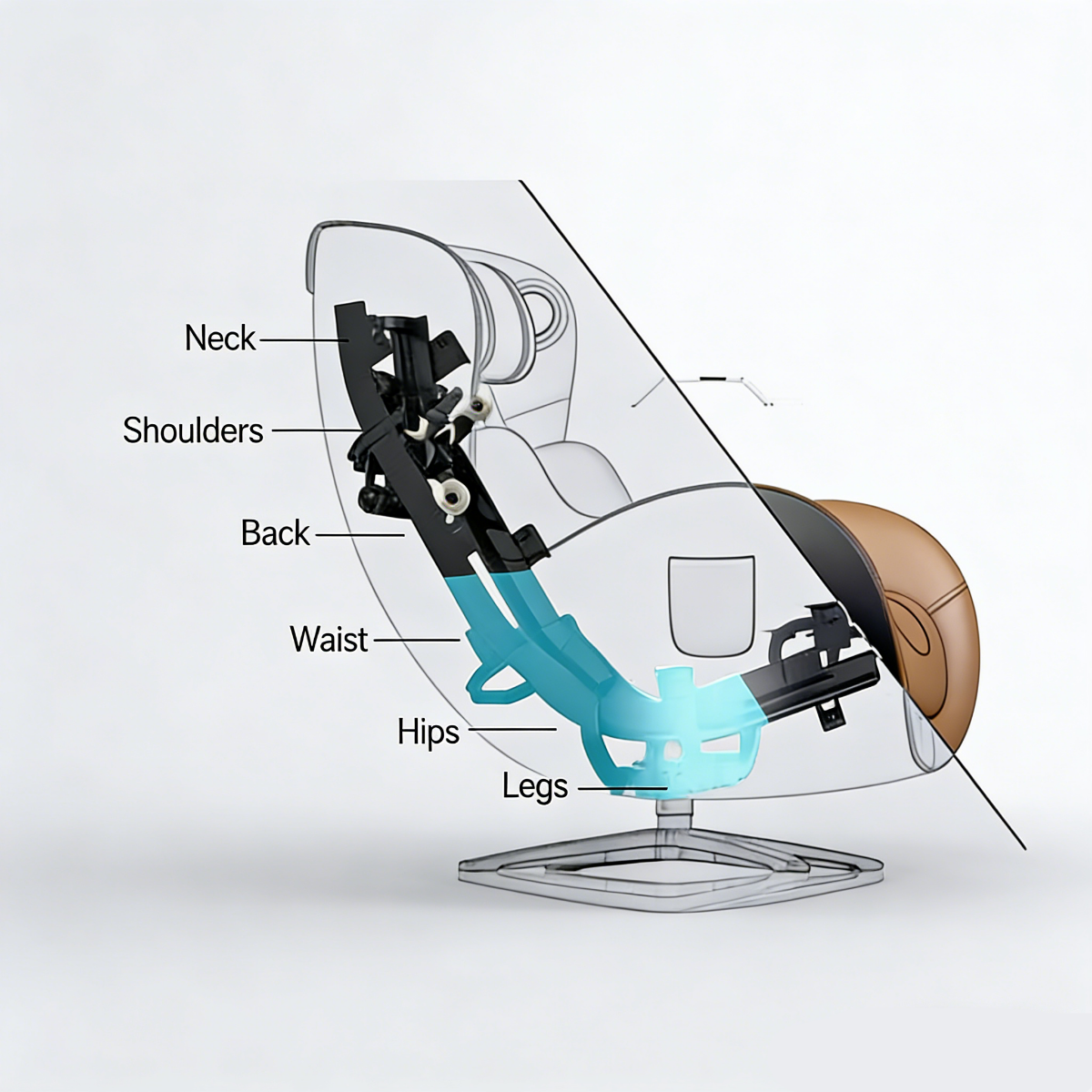 N-0004SD-V2, Diagram of a baby seat with labeled parts on a white background
