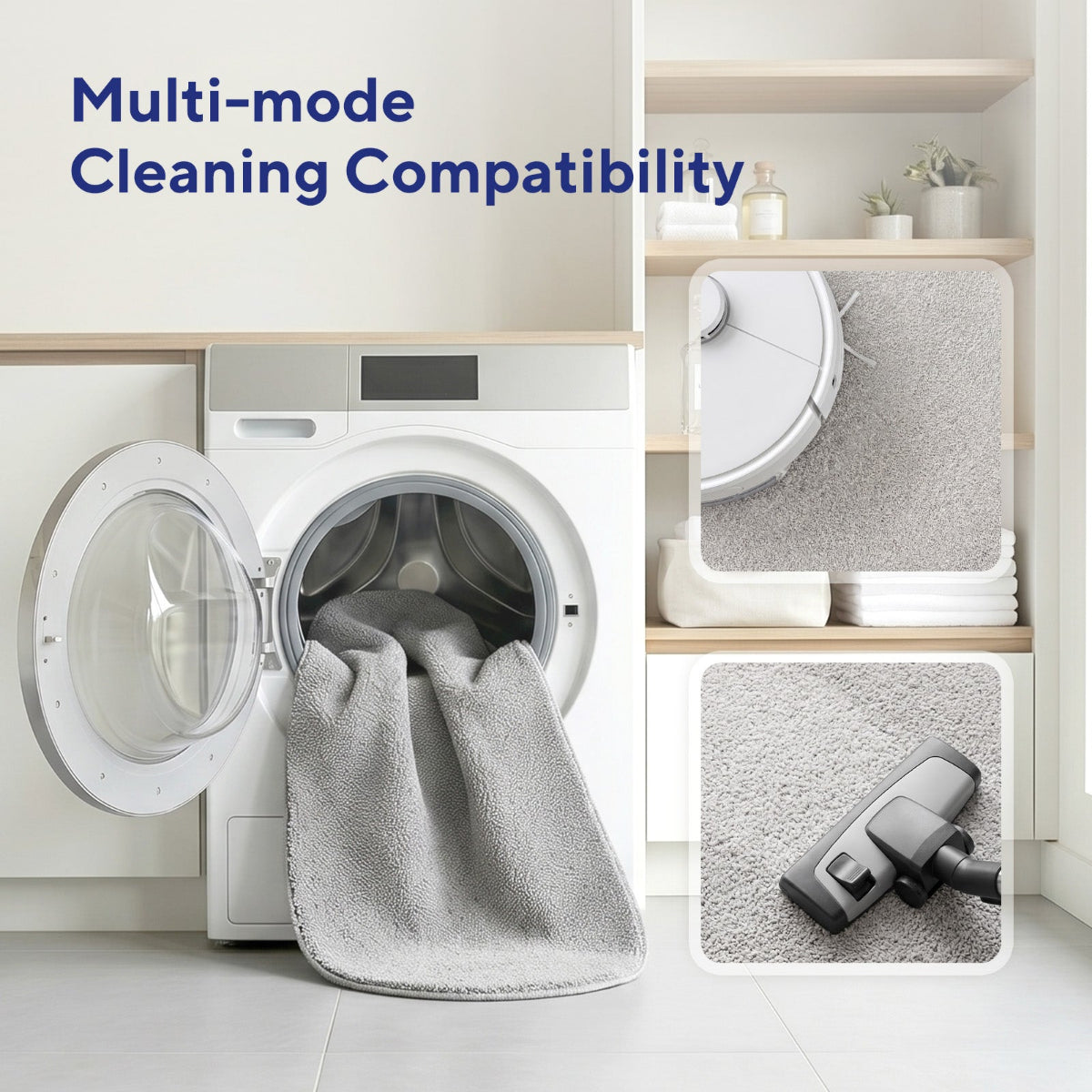 NA-OR148F-GR,Multifunctional cleaning device with washing machine, vacuum cleaner, and cleaning cloths.