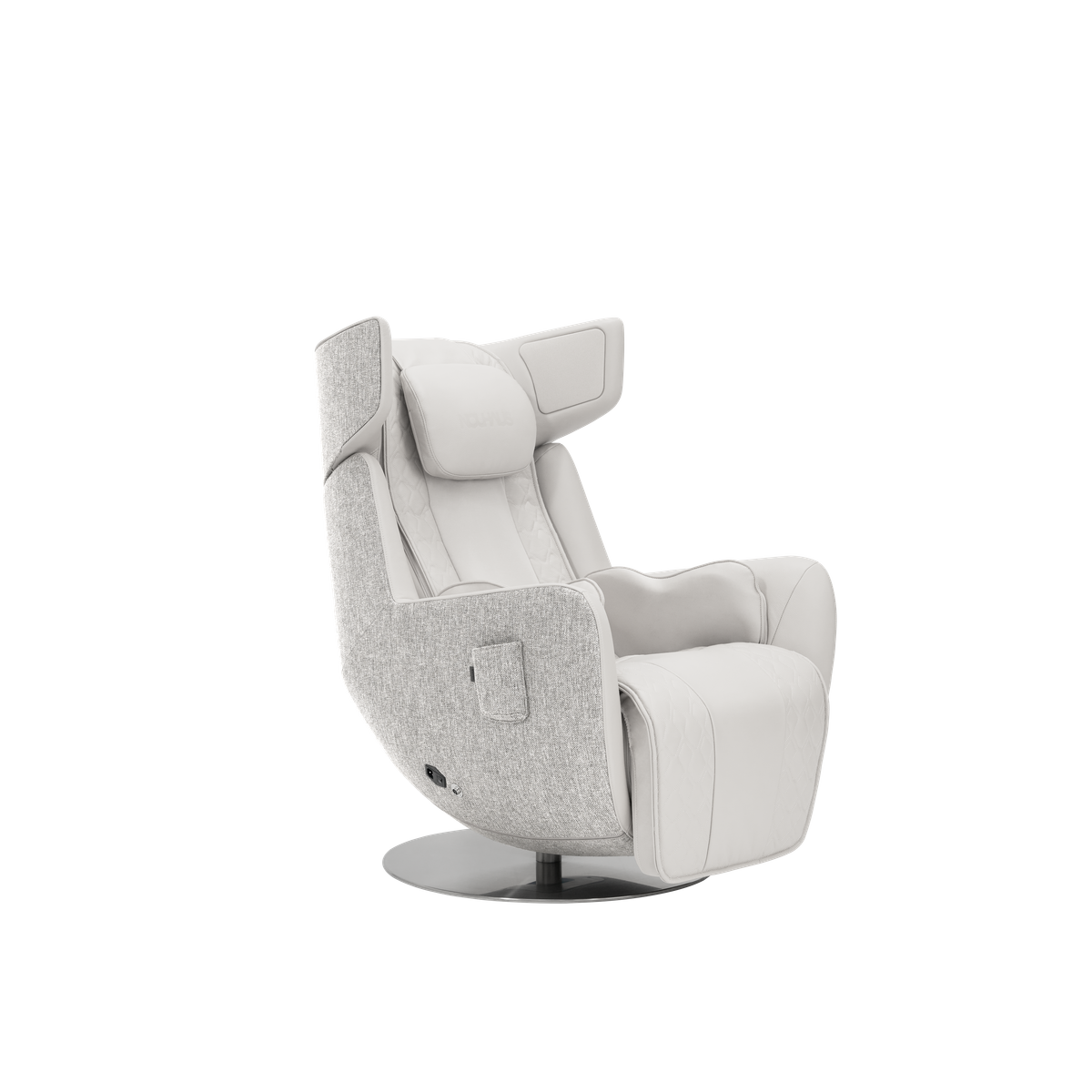 N-0005EW-V2,Elder White recliner chair with patterned backrest on a white background