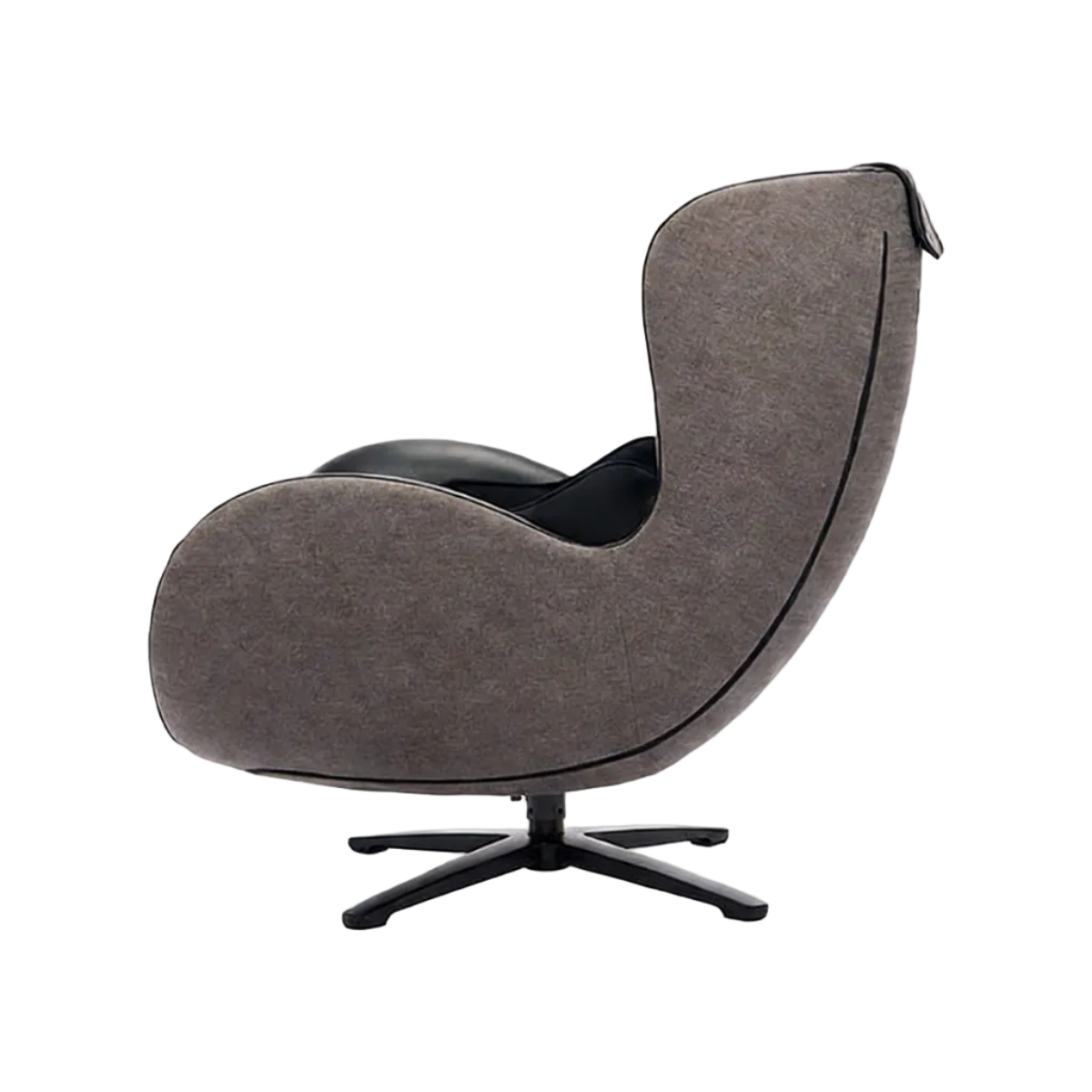 N-0003BL-V2, Gray egg-shaped chair with a black base on a white background