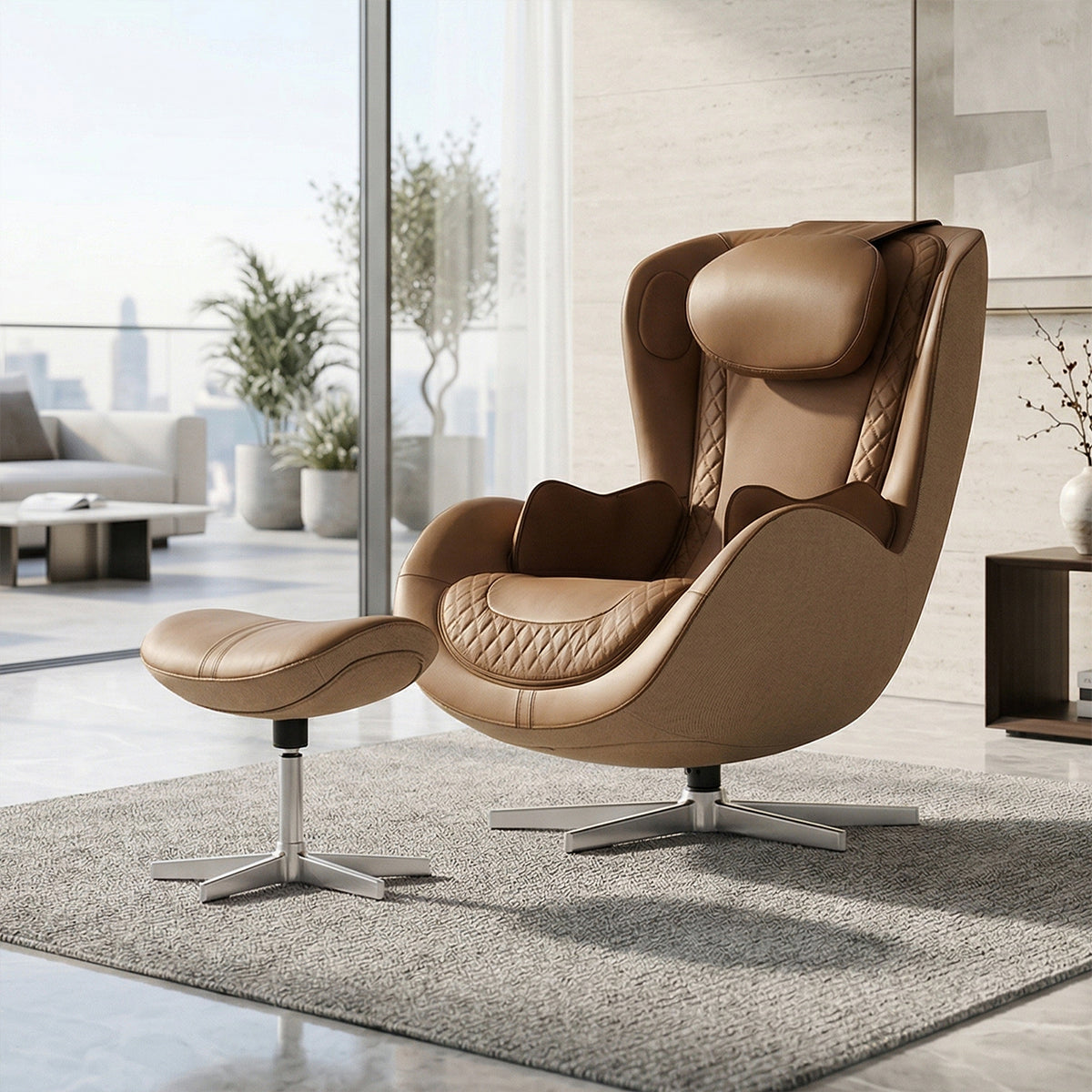 N-0004DC-V2,Dark Caramel生成alt text
"N-0004DC-V2,Dark Caramel leather armchair with quilted details on a white background"