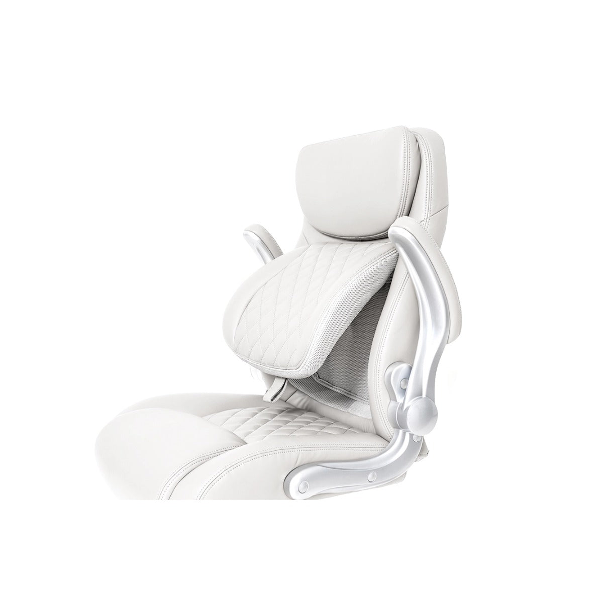 NHO-0004WH,White gaming chair with ergonomic design on a white background