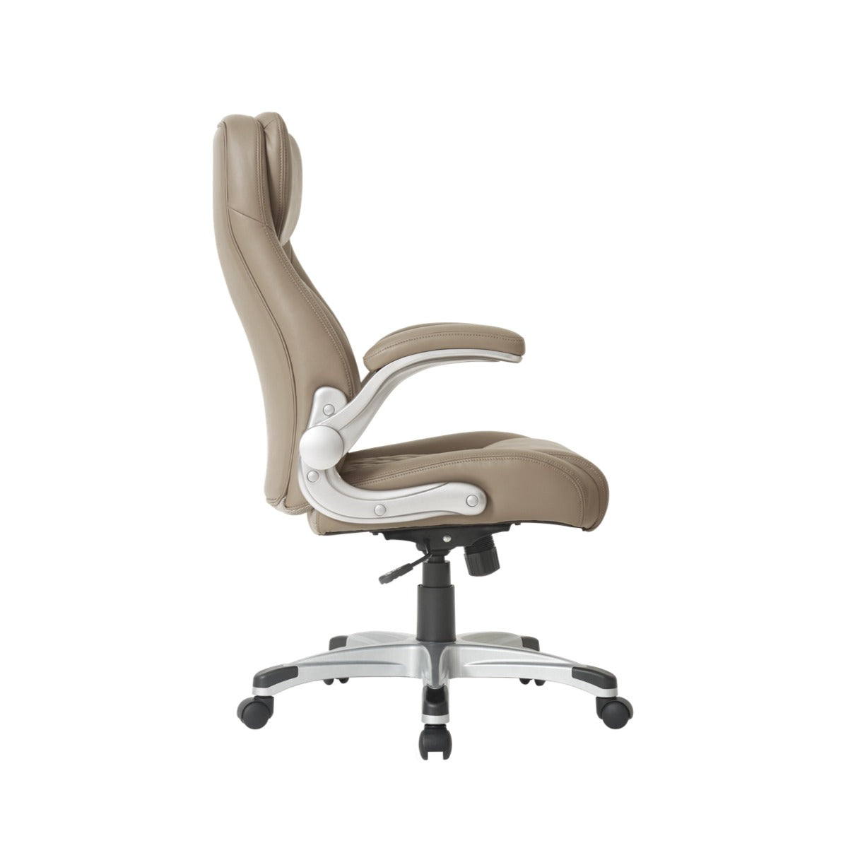 NHO-0004TP,Taupe office chair with white accents on a white background