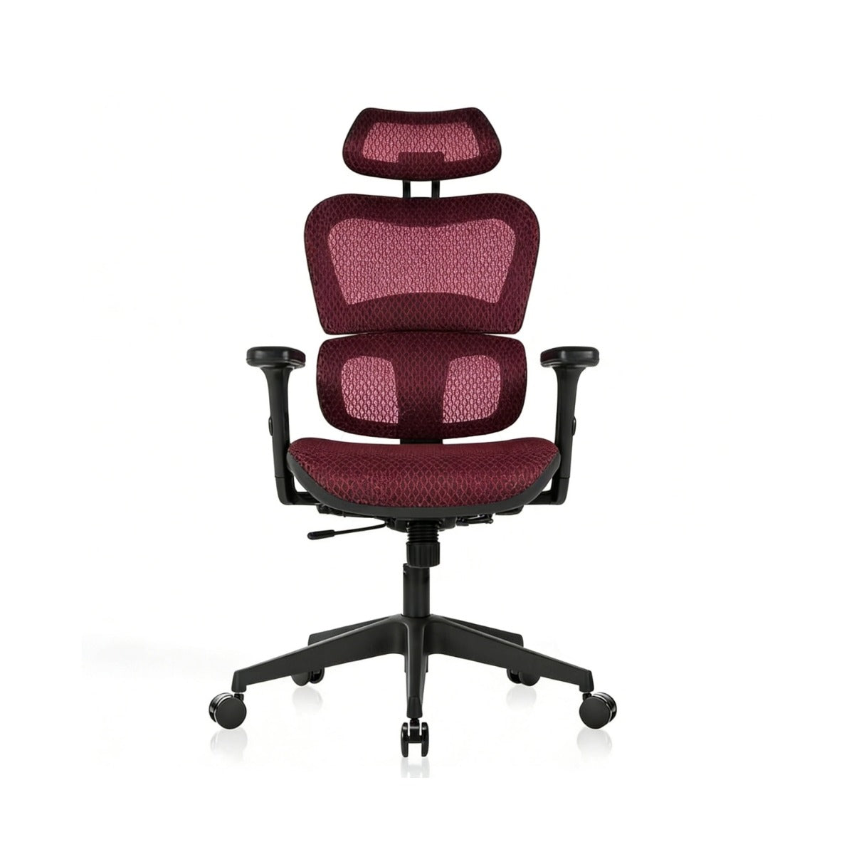 NHO-0001BG-L,Burgundy office chair with headrest on a white background