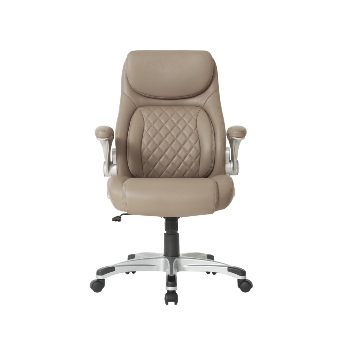 NHO-0004TP,Taupe office chair with quilted design on a white background