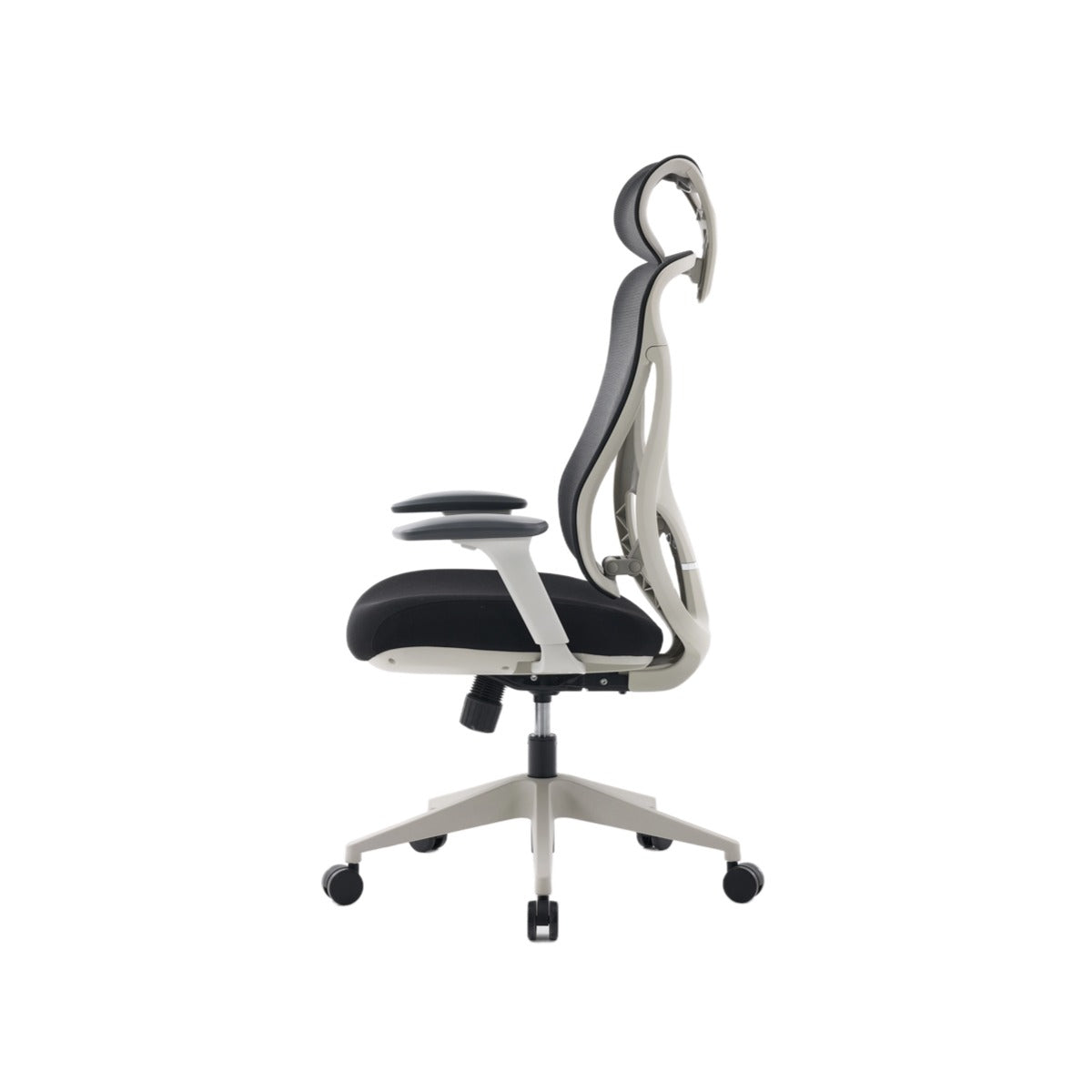 NHO-0026GR,Ergonomic office chair with black and gray design on a white background
