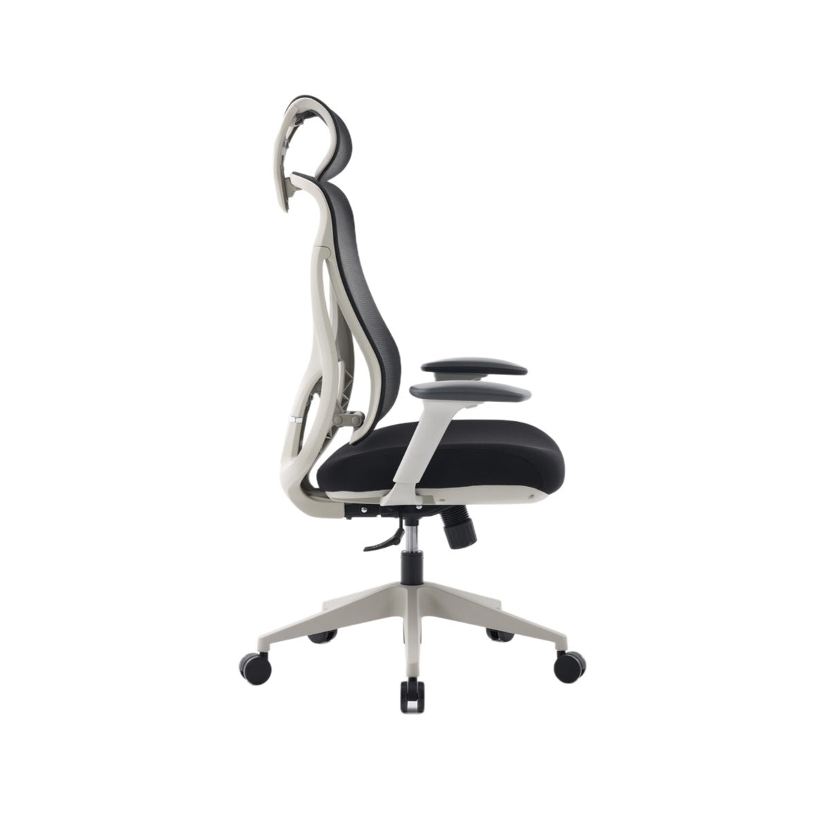 NHO-0026GR,Gray office chair with white frame on a white background