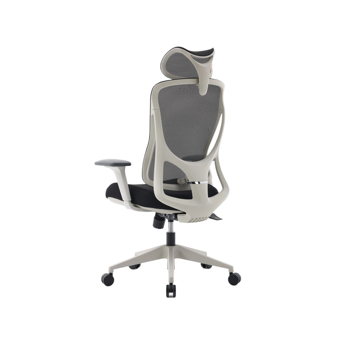 NHO-0026GR,Ergonomic office chair with gray backrest and black seat on a white background