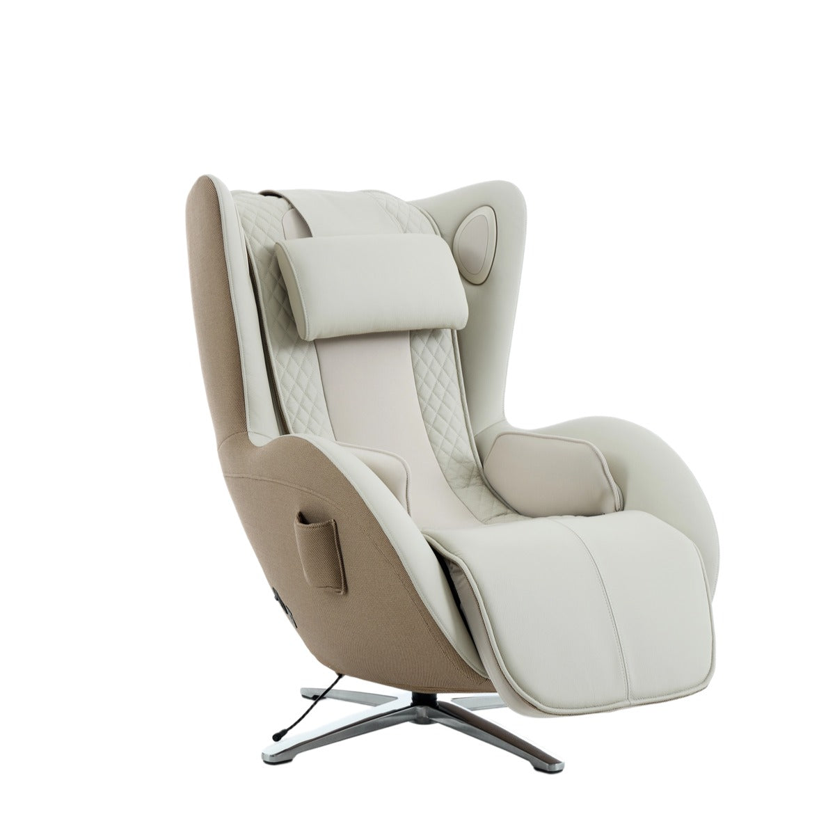 N-0006EW-V2,Elder White massage chair on a white background