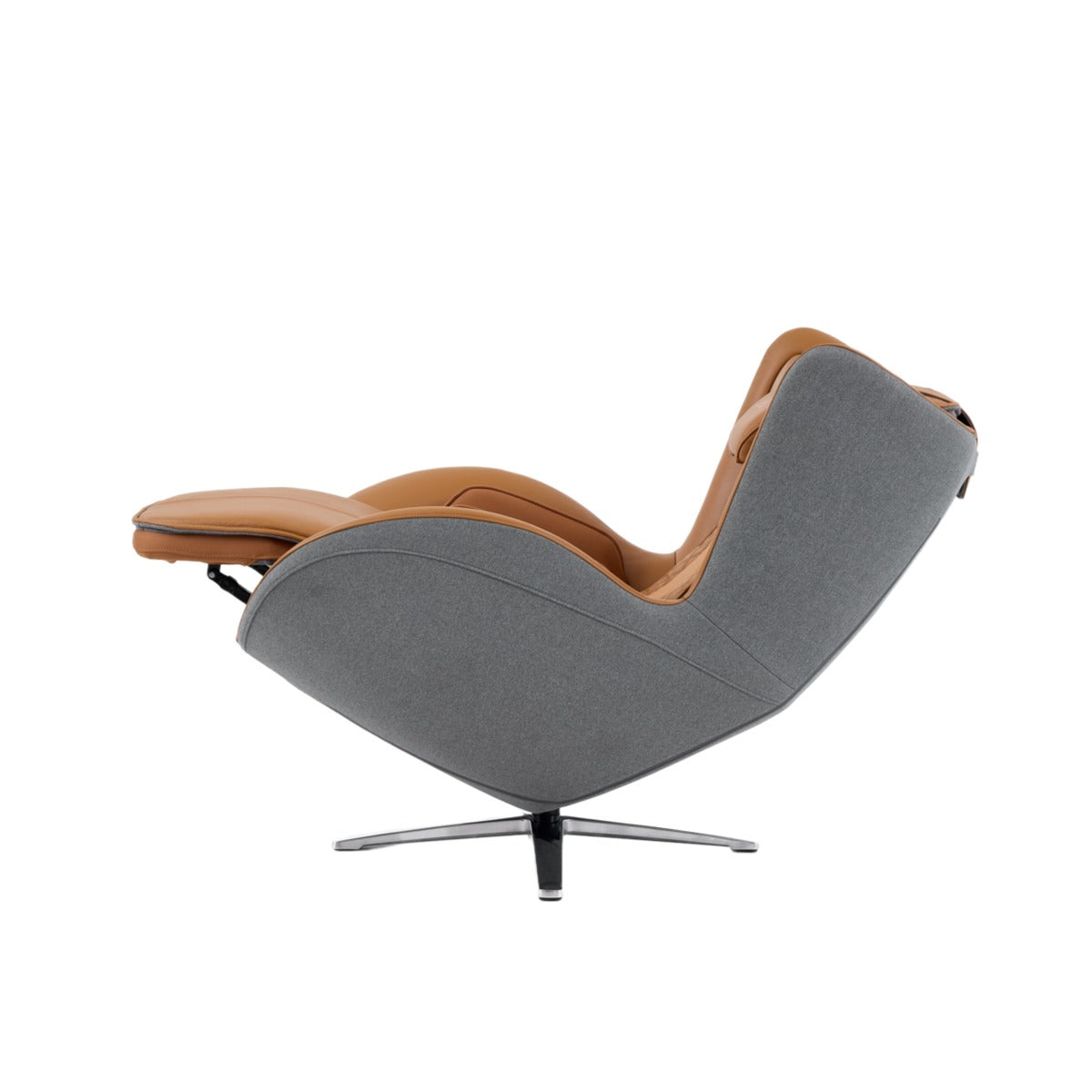 N-0006CM-V2,Caramel chair with a modern design on a white background