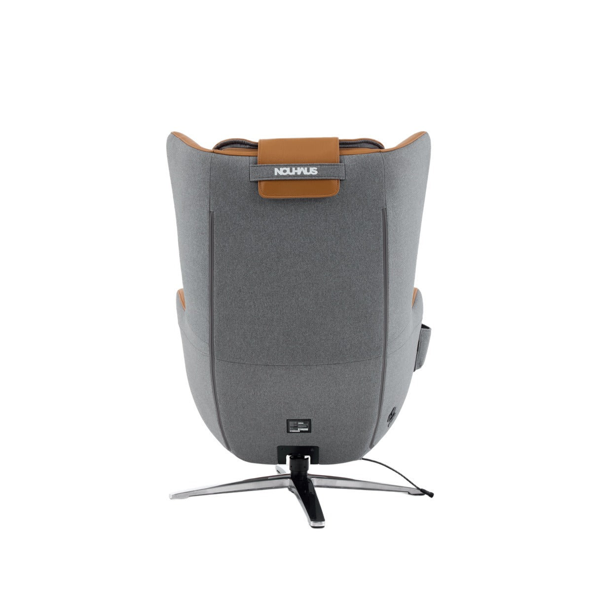 N-0006CM-V2,Gray gaming chair with brown accents on a white background