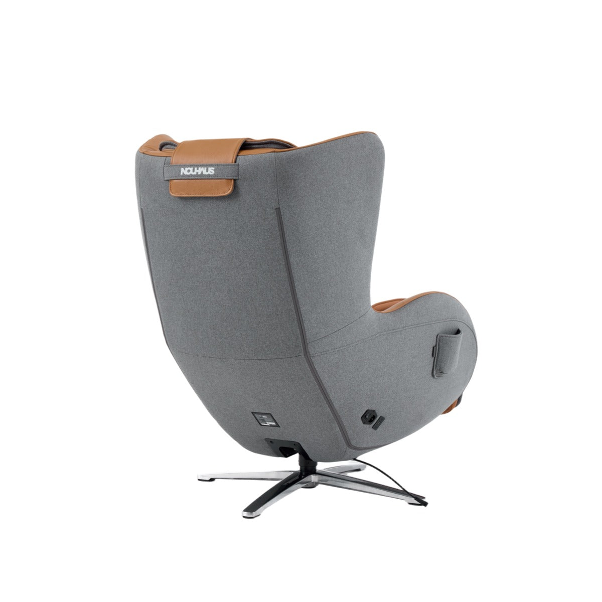 N-0006CM-V2,Caramel egg-shaped chair with brown accents on a white background