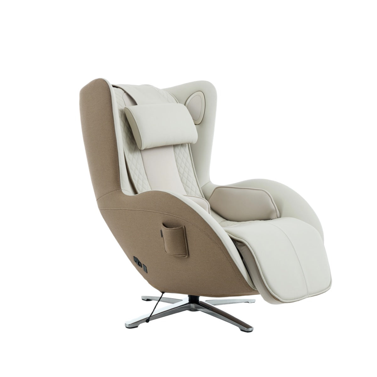 N-0006EW-V2,Elder White recliner chair on a white background