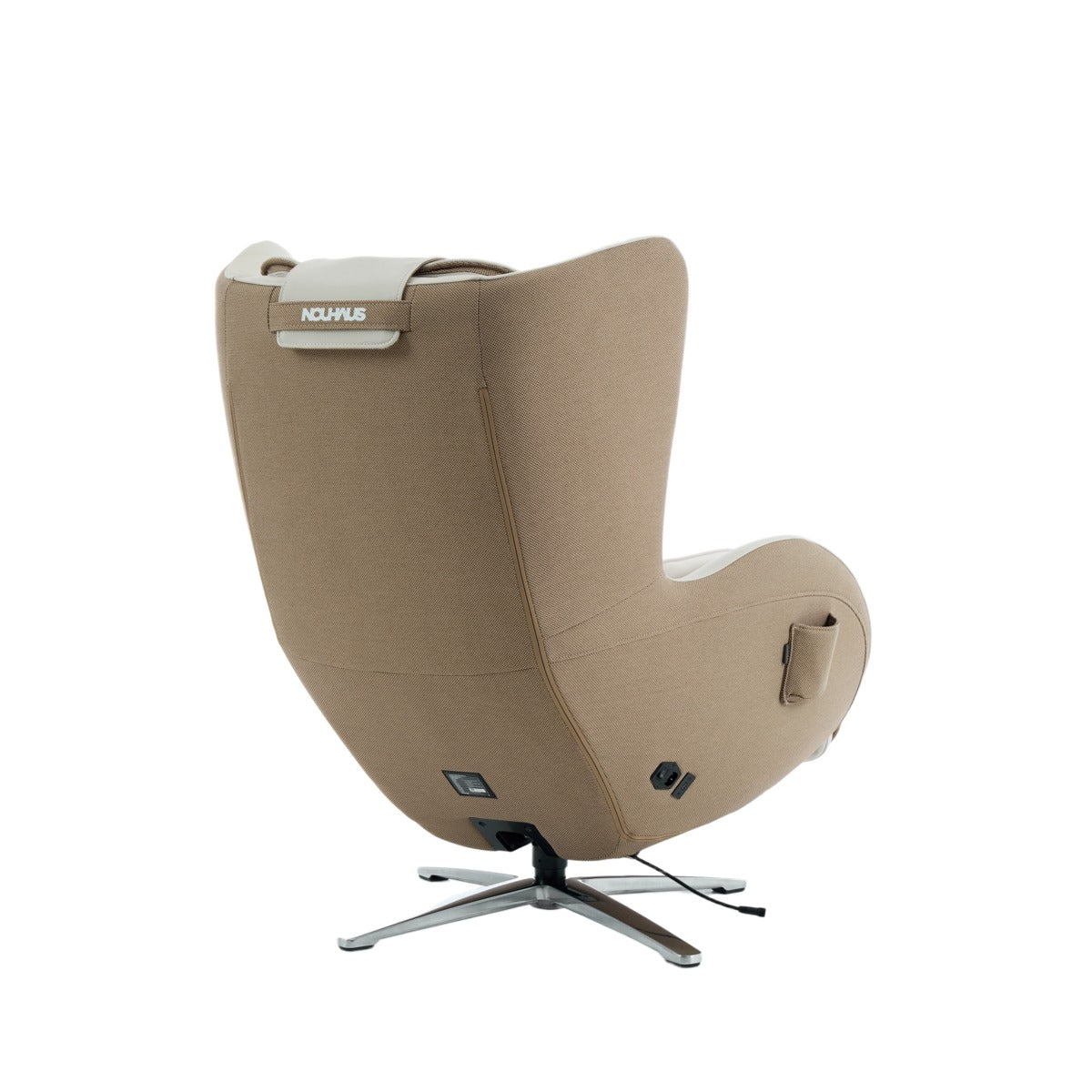 N-0006EW-V2,Elder White egg-shaped chair with a metal base on a white background