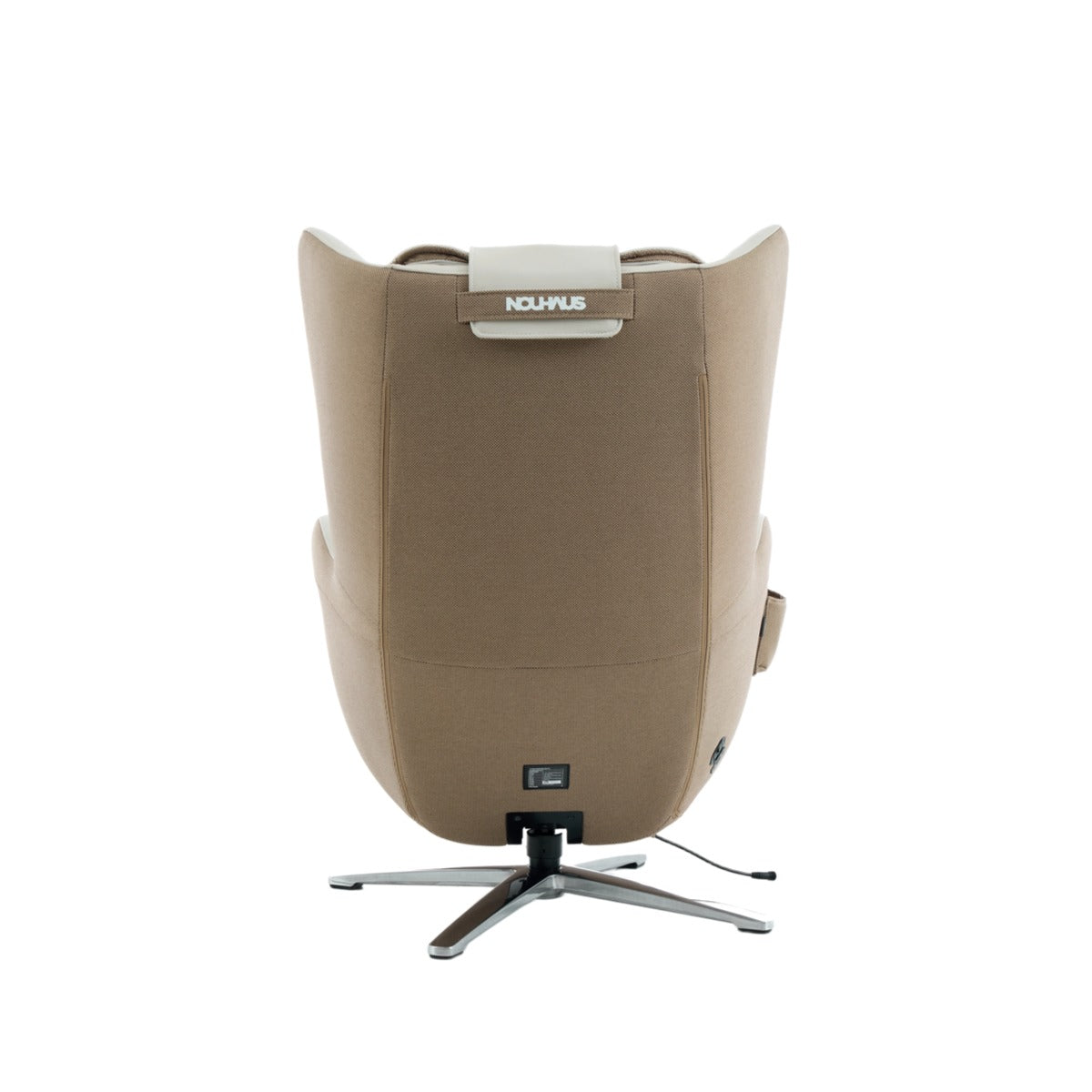 N-0006EW-V2,Elder White recliner chair with 'Nou Plus' branding on a white background