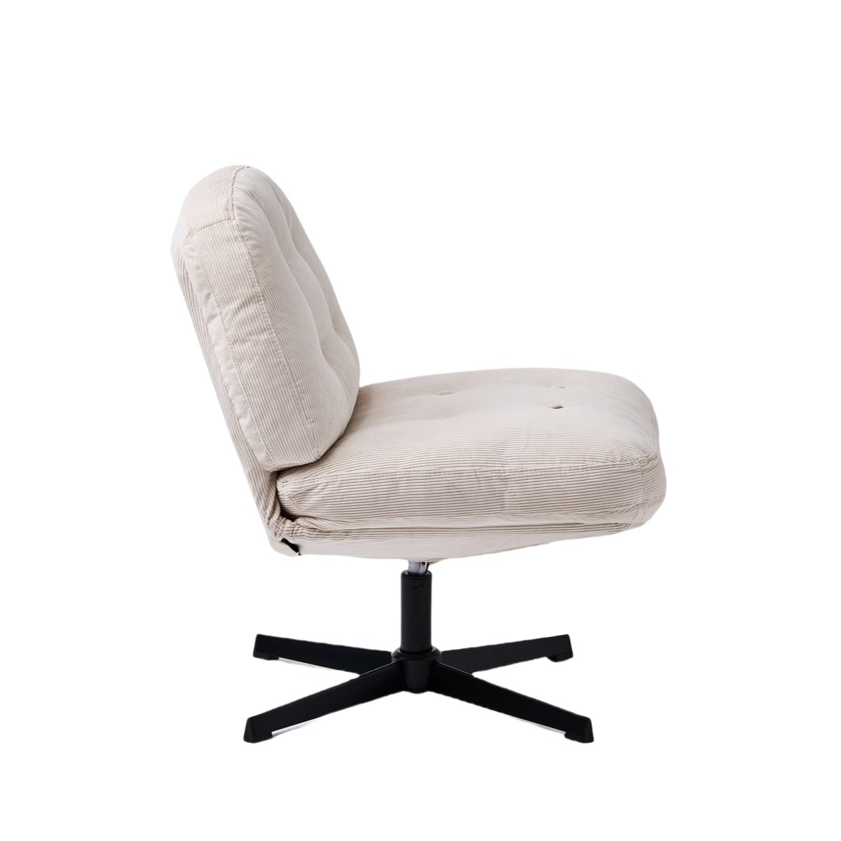 NHO-0016WH,White swivel chair with a black metal base on a white background